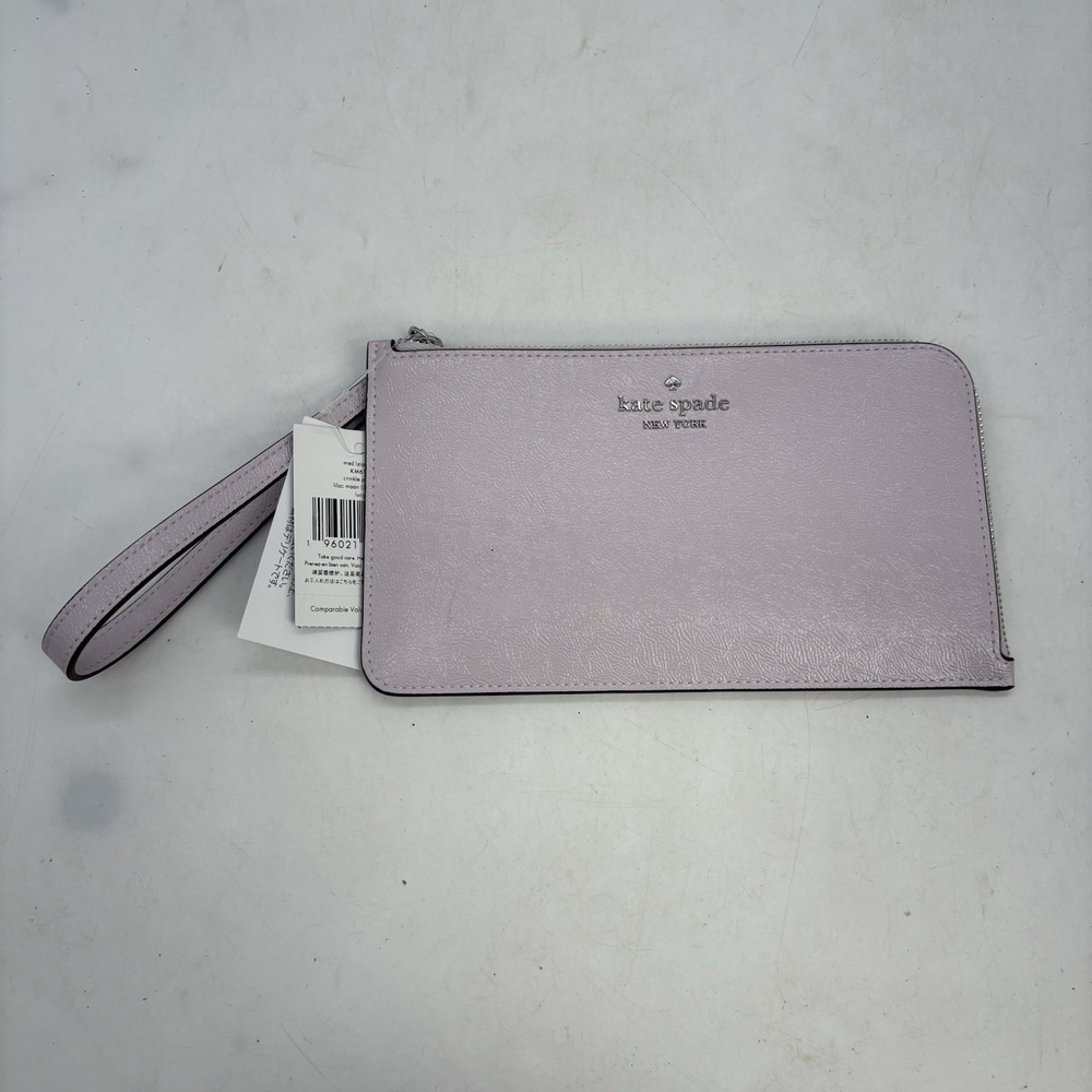 Kate Spade Lucy L-Zip Wristlet Bag Saffiano Leather Lilac Moon Pastel Lavender